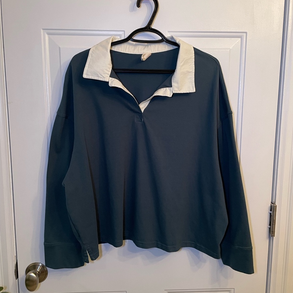 White and Green Oversized Polo Jersey